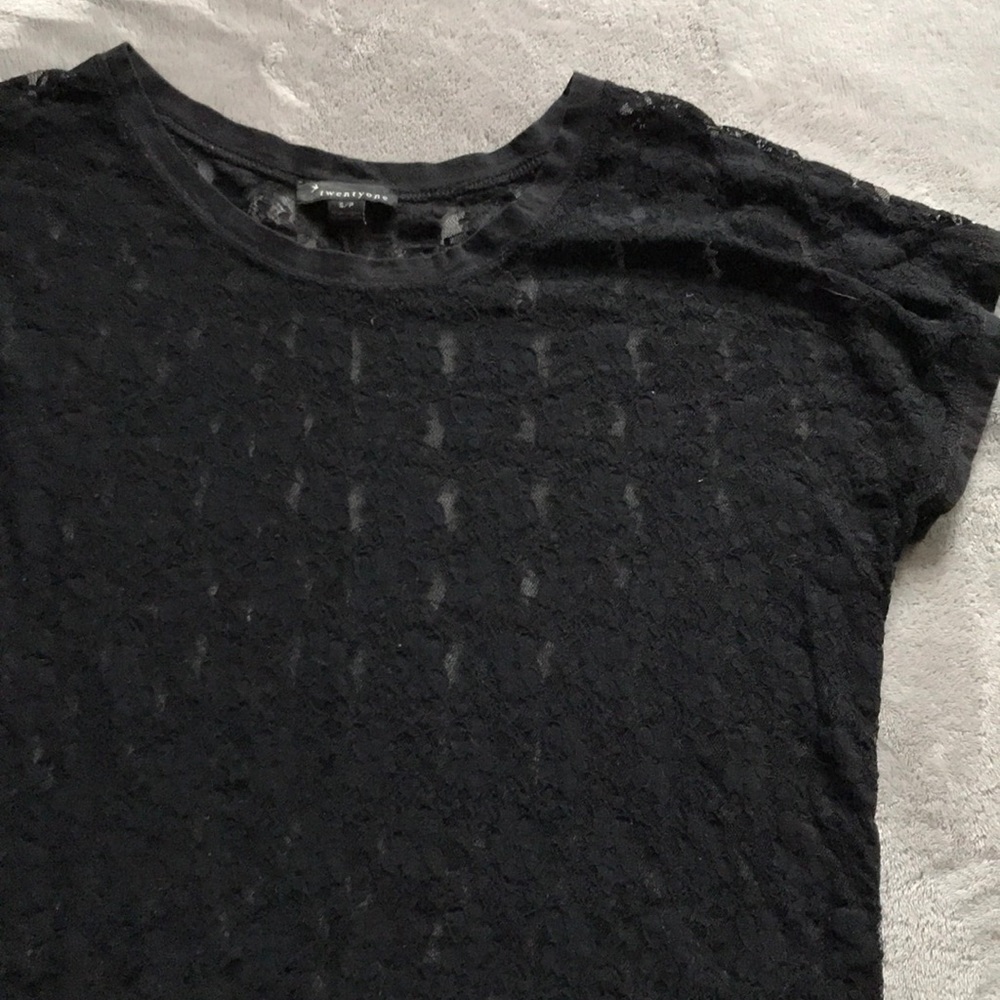Forever 21 Sheer Black Lace Top